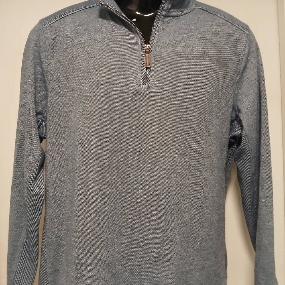 Johnston & Murphy Men's Heather Blue Zip-Up Sweater